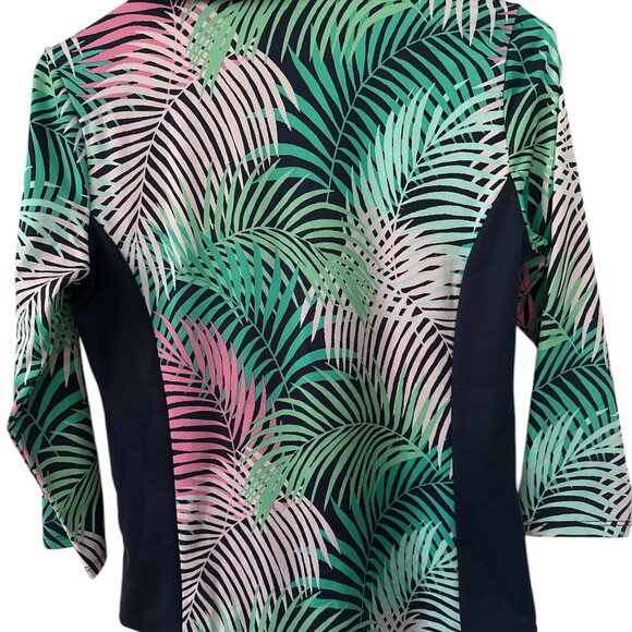 Sold - BAHAMA Golf Tropical Print Athletic Shirt-1/4 Zip Neck-3/4 Sleeve Small - Picture 4 of 5